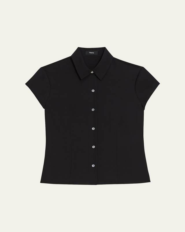 Cap-Sleeve Modern Silk Georgette Blous